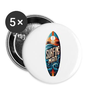 Un design de surf pour les vrais surfeurs - Lot de 5 petits badges (25 mm) - blanc - Devant