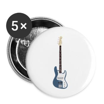 Blaue Bassgitarre - Buttons klein 25 mm (5er Pack) - Weiß - Vorne
