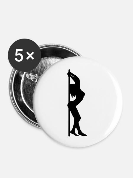 Poledance Pose an der Stange - Buttons klein 25 mm (5er Pack) - Weiß