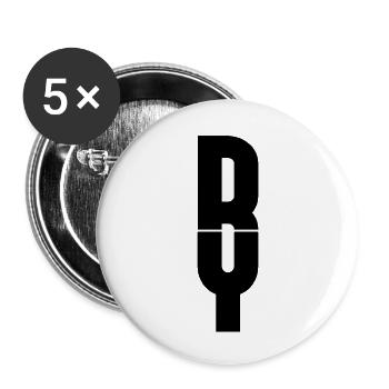 BY NOIR - Lot de 5 petits badges (25 mm) - blanc - Devant