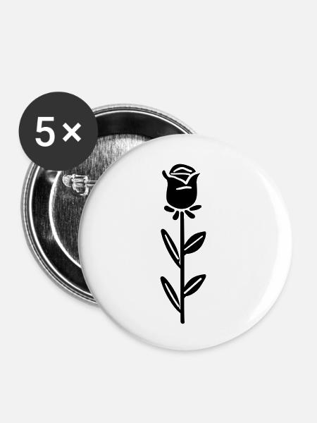 Rosa Blume - Buttons klein 25 mm (5er Pack) - Weiß