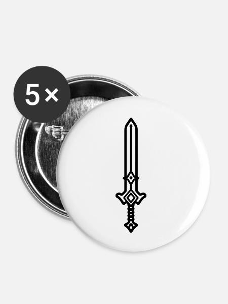 Schwert - Buttons klein 25 mm (5er Pack) - Weiß