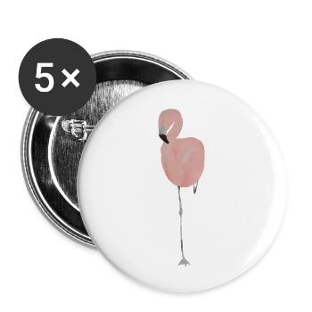 Pastell-Aquarell Flamingo - Buttons klein 25 mm (5er Pack) - Weiß - Vorne