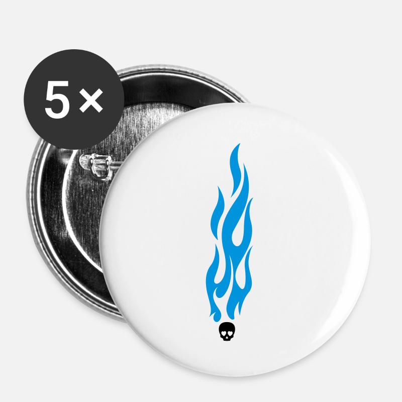 flammen - Buttons klein 25 mm (5er Pack) - Weiß