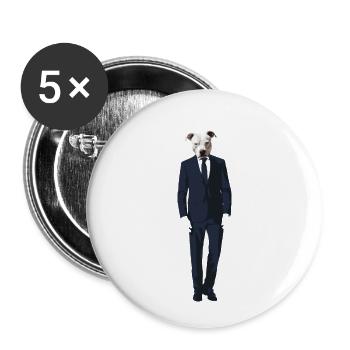 Chien dans le costume du Staffordshire - Lot de 5 petits badges (25 mm) - blanc - Devant
