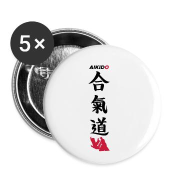 Aikido - Buttons klein 25 mm (5er Pack) - Weiß - Vorne