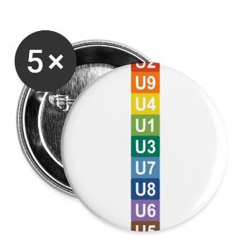U-Bahn Regenbogen Berlin - Buttons klein 25 mm (5er Pack) - Weiß - Vorne
