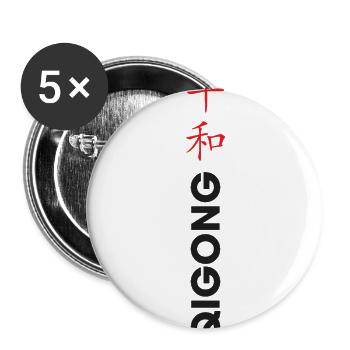 qigong Schrift - Buttons klein 25 mm (5er Pack) - Weiß - Vorne