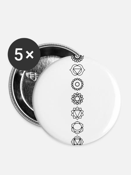 Chakras - Buttons klein 25 mm (5er Pack) - Weiß
