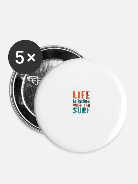 Wassersport - Buttons klein 25 mm (5er Pack) - Weiß