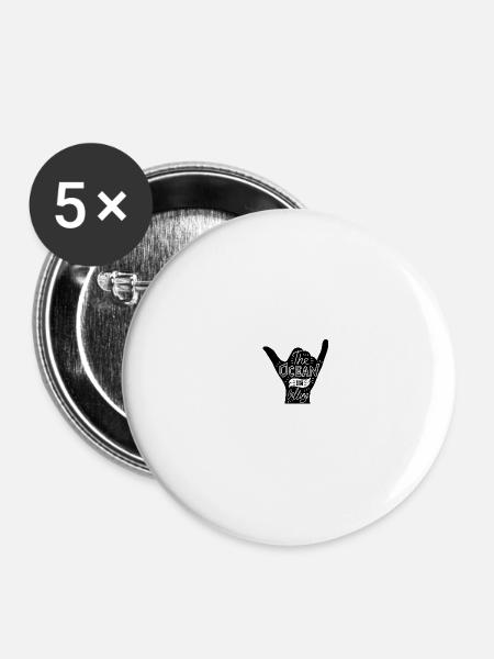 Wassersport - Buttons klein 25 mm (5er Pack) - Weiß