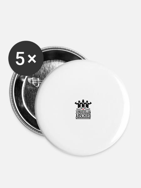 Junggesellen Abschied - Buttons klein 25 mm (5er Pack) - Weiß