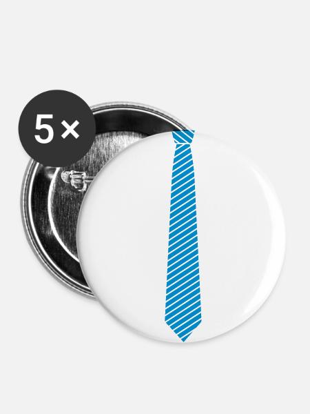 gestreifte Krawatte / Schlips - Buttons klein 25 mm (5er Pack) - Weiß