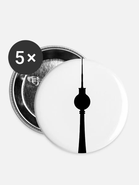 Fernsehturm - Buttons klein 25 mm (5er Pack) - Weiß
