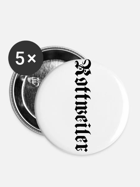 Rotweiler Schrift Arm - Buttons klein 25 mm (5er Pack) - Weiß