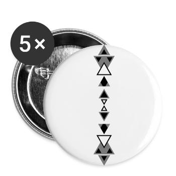 Tribal Tattoo Dreiecke - Buttons klein 25 mm (5er Pack) - Weiß - Vorne