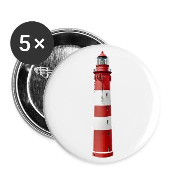 Phare libre, rouge blanc - Lot de 5 petits badges (25 mm) - blanc - Devant