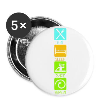 Eat Sleep Rave Repeat Essen Schlafen Raven Spruch - Buttons klein 25 mm (5er Pack) - Weiß - Vorne