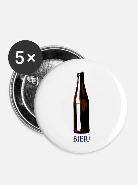 BIER - Buttons klein 25 mm (5er Pack) - Weiß