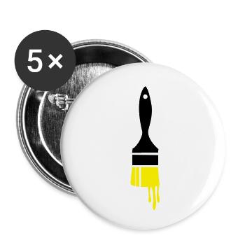 dripping paint brush - Buttons small 1''/25 mm (5-pack) - white - Front