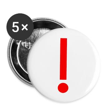 Red exclamation mark, template, pattern - Buttons small 1''/25 mm (5-pack) - white - Front