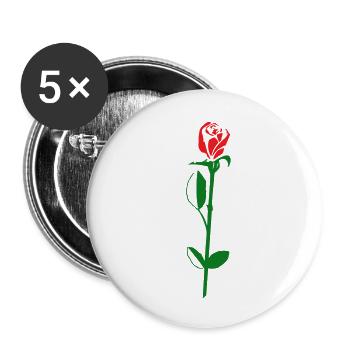 fleur de rose - Lot de 5 petits badges (25 mm) - blanc - Devant