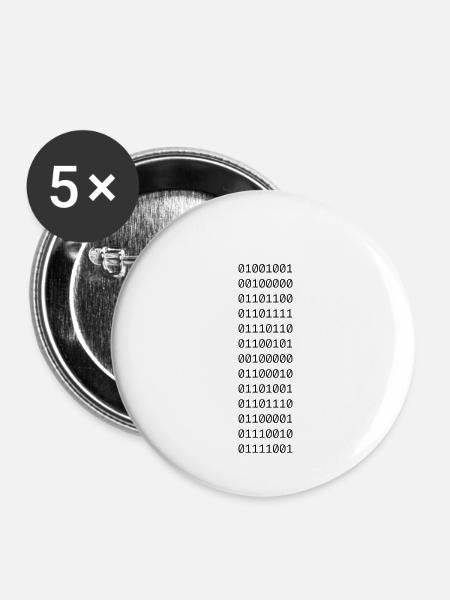 »I LOVE BINARY« in Binärdarstellung. - Buttons klein 25 mm (5er Pack) - Weiß
