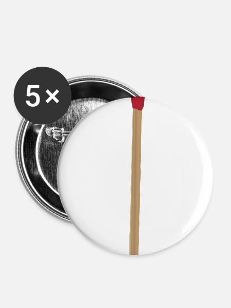Streichholz - Buttons klein 25 mm (5er Pack) - Weiß