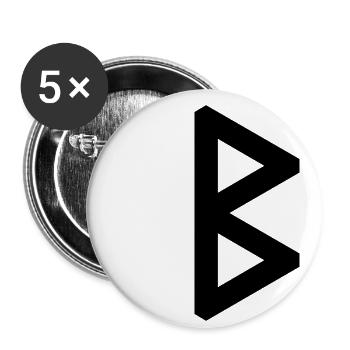 Rune: Berkjon/Berkano ᛒ (B),QuantumRunesFuthark0 © - Buttons klein 25 mm (5er Pack) - Weiß - Vorne