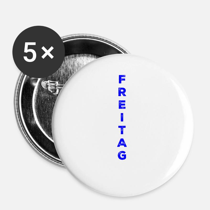 Friday - blue - Buttons small 1''/25 mm (5-pack) - white