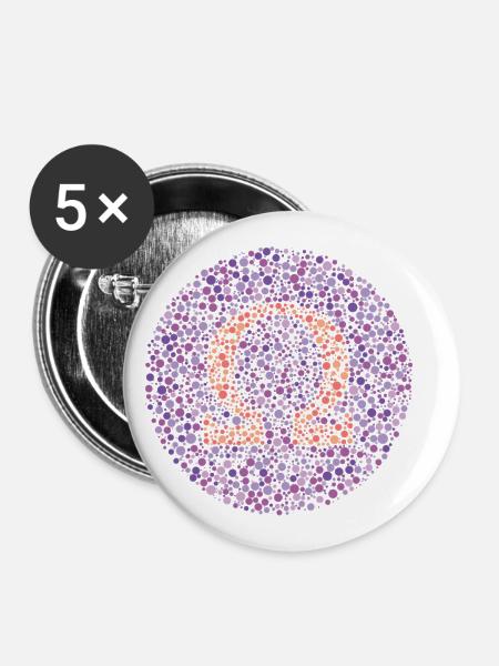 Omega-Sehtest - Buttons klein 25 mm (5er Pack) - Weiß