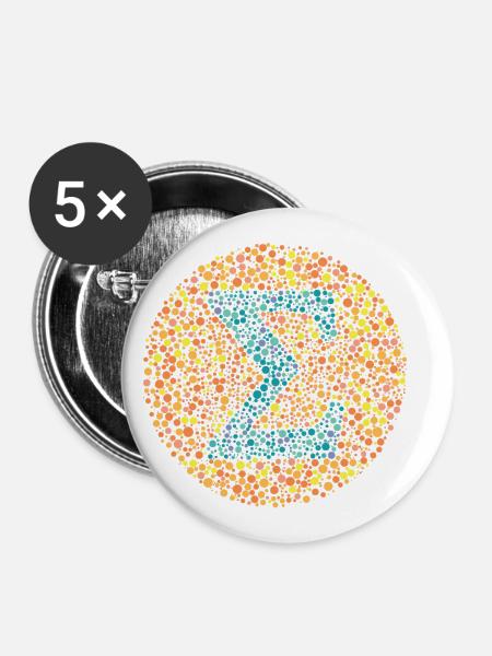 Sigma-Sehtest - Buttons klein 25 mm (5er Pack) - Weiß