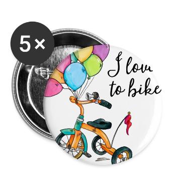 Cadeau d'anniversaire vélo - Lot de 5 petits badges (25 mm) - blanc - Devant
