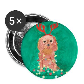 Robin de Noël - Lot de 5 petits badges (25 mm) - blanc - Devant