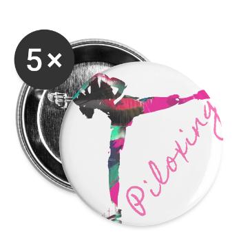 Piloxing, Pilates, gymnastique, graffiti, yoga - Lot de 5 petits badges (25 mm) - blanc - Devant