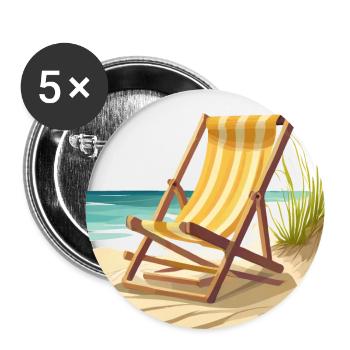 Chaise longue au bord de la mer - Lot de 5 petits badges (25 mm) - blanc - Devant