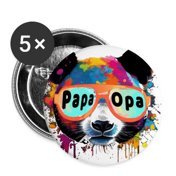 papa, grand-père, ours, panda ours, illustration, coloré, graffiti - Lot de 5 petits badges (25 mm) - blanc - Devant
