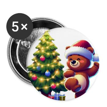 Tanzender Bär - Buttons klein 25 mm (5er Pack) - Weiß - Vorne