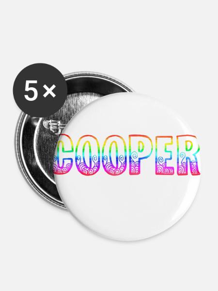 cooper rs regenbogen - Buttons klein 25 mm (5er Pack) - Weiß