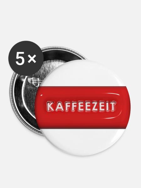 Kaffeezeit - Buttons klein 25 mm (5er Pack) - Weiß