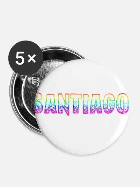 santiago rs regenbogen - Buttons klein 25 mm (5er Pack) - Weiß