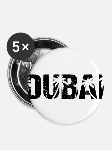 Dubai Palmen - Buttons klein 25 mm (5er Pack) - Weiß