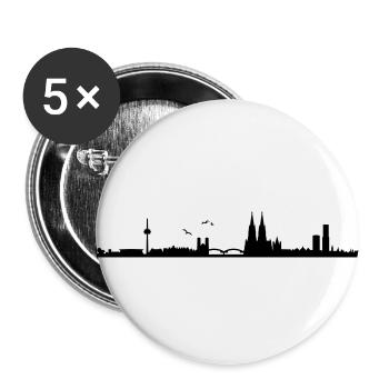 Cologne Skyline Panorama - Lot de 5 petits badges (25 mm) - blanc - Devant