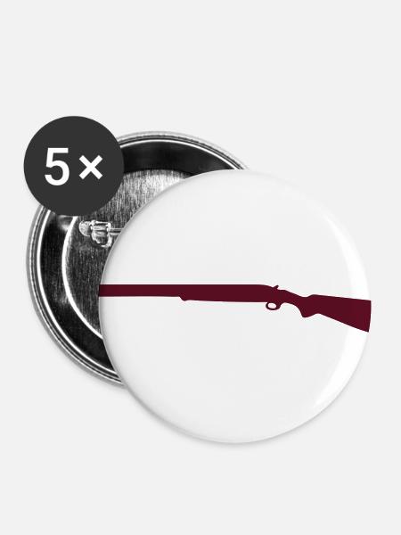 Jagdgewehr - Buttons klein 25 mm (5er Pack) - Weiß