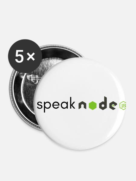 I speak Node.js - Buttons klein 25 mm (5er Pack) - Weiß