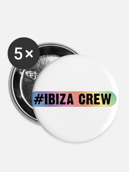 Ibiza Crew - Buttons klein 25 mm (5er Pack) - Weiß