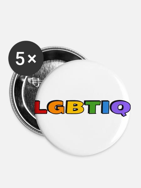 LGBTIQ-Regenbogenfarben - Buttons klein 25 mm (5er Pack) - Weiß