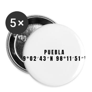 Coordonnées de Puebla Mexico - Lot de 5 petits badges (25 mm) - blanc - Devant