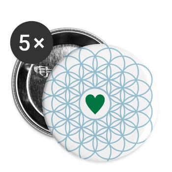 Fleur de vie - Lot de 5 petits badges (25 mm) - blanc - Devant