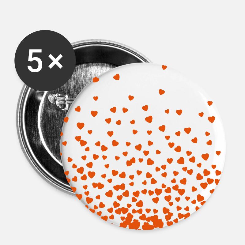 Herz-Hintergrund - Buttons klein 25 mm (5er Pack) - Weiß